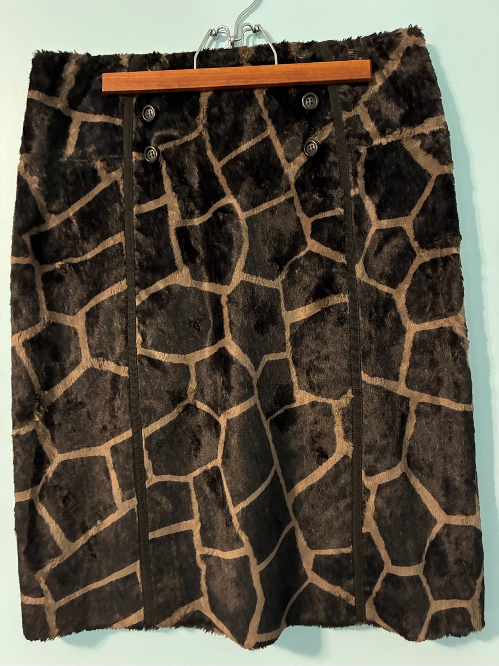 Etcetera Faux Fur Giraffe-Print Pencil Skirt - Brown & Black